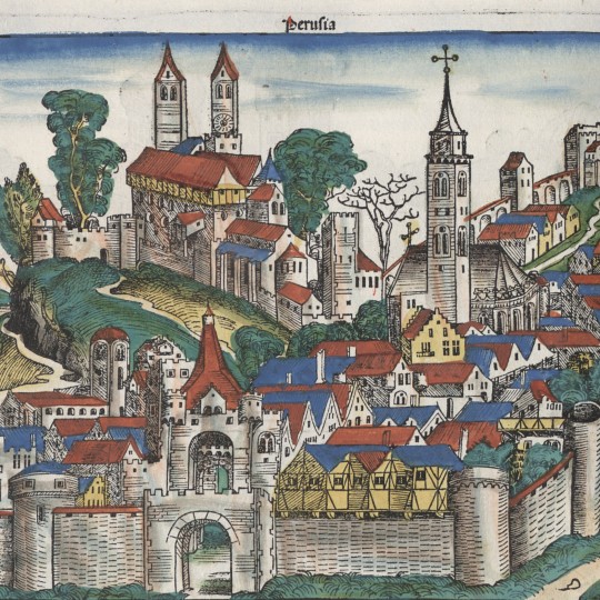Woodcut of Perugia, 1493