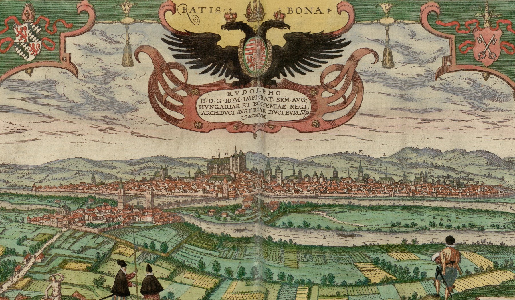 Panorama of Regensburg from the north in its surrounding landscape