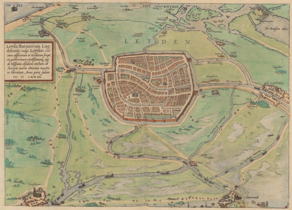 View of Leiden and the nearby countryside, including the surrounding villages.