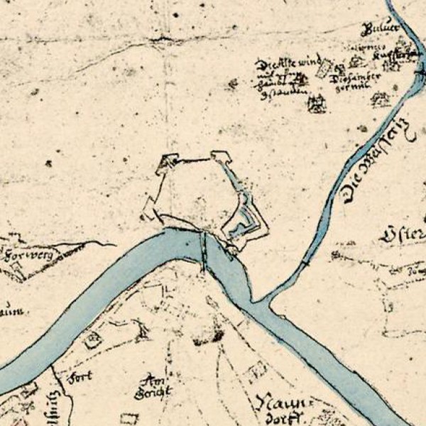 Dresden in the hand-drawn map of the Saxony.