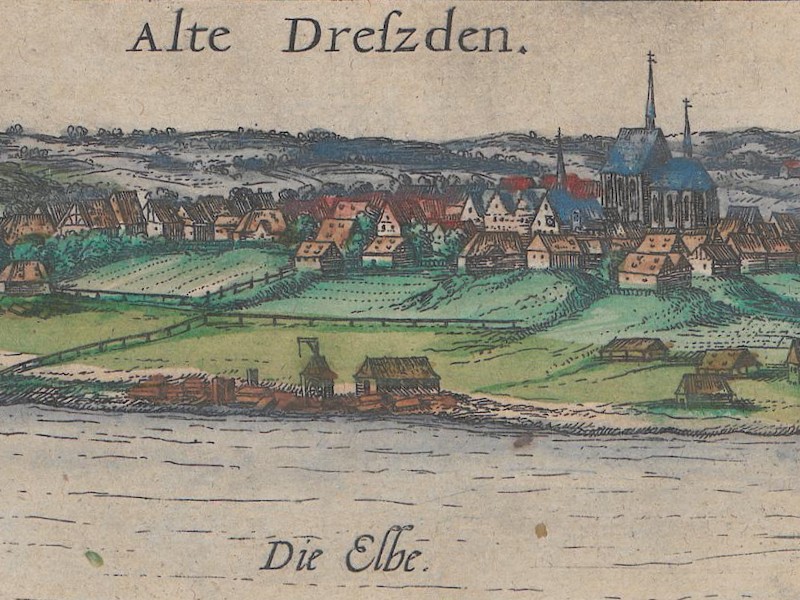 Enlarged section of the view of Dresden showing the village of Altendresden..