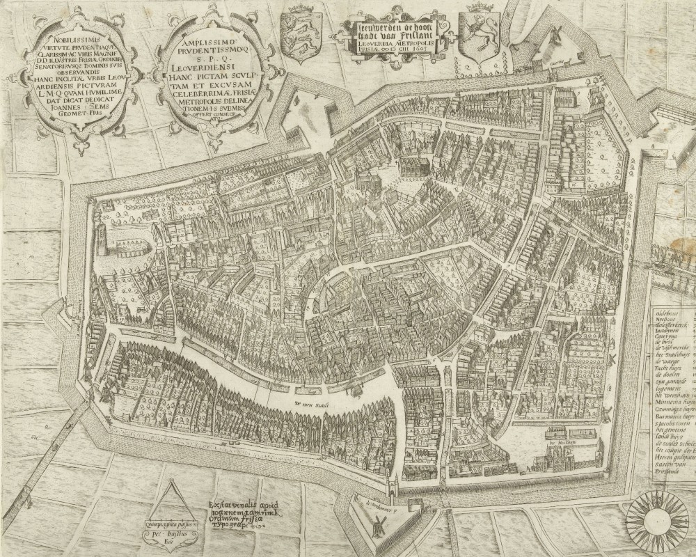 Printe of a bird’s-eye view of Leeuwarden.