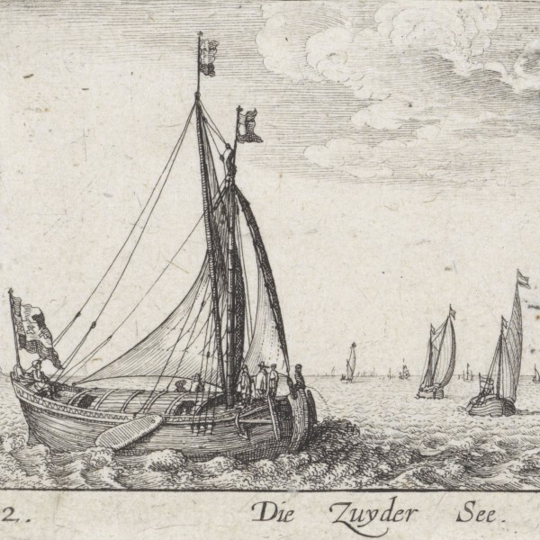 Print of boats sailing the Zuiderzee.
