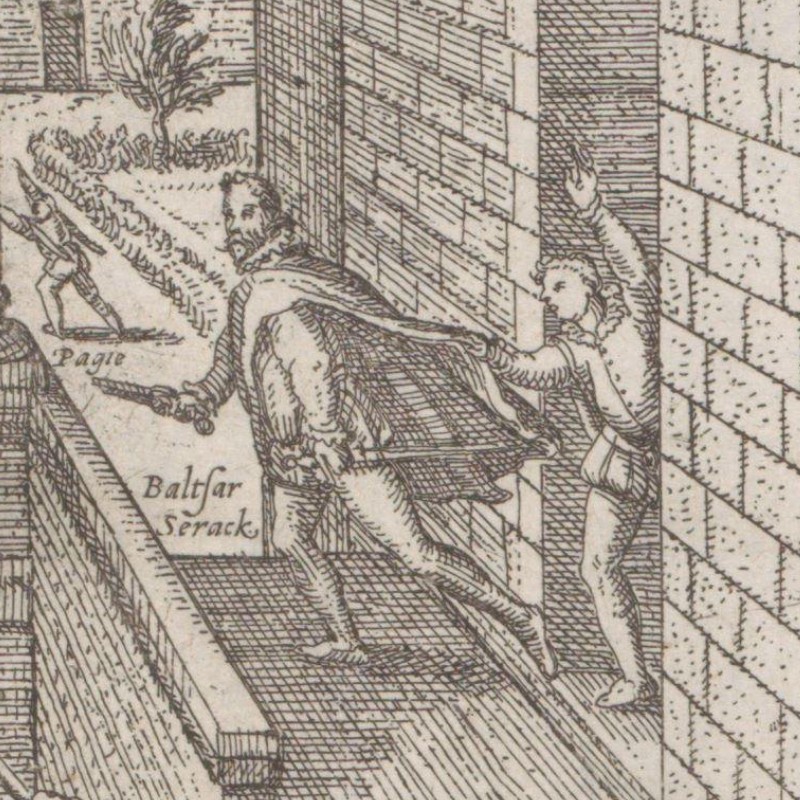 Newsprint depicting how Balthasar Gérard is caught.
