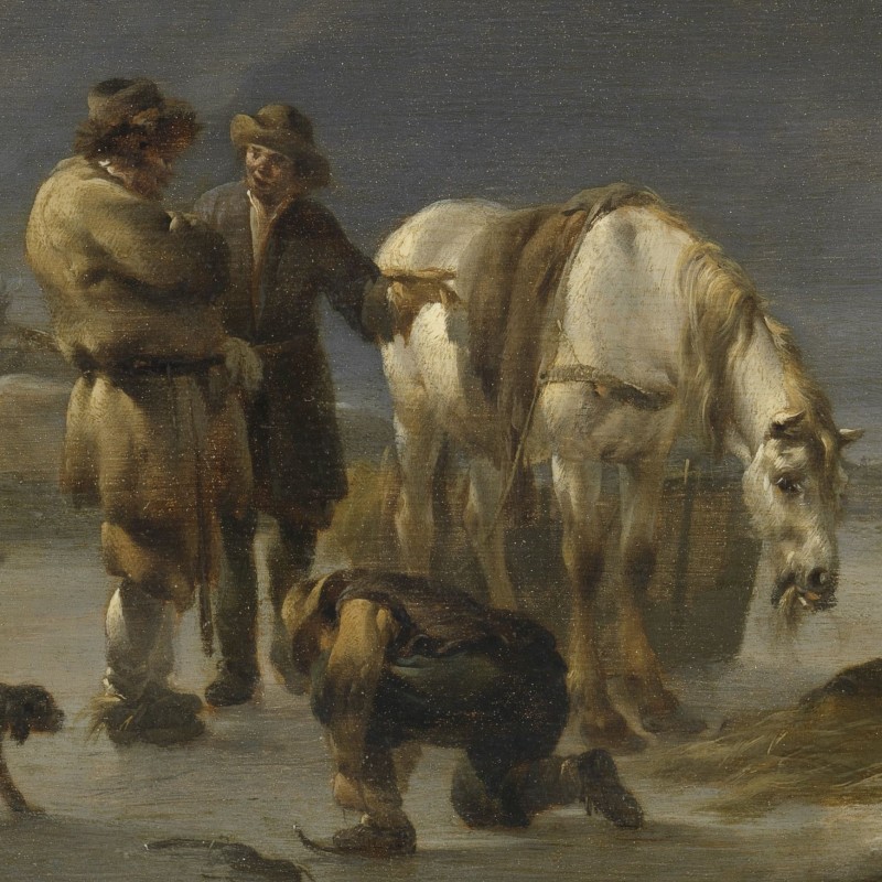 Two men discuss the sale of a horse.