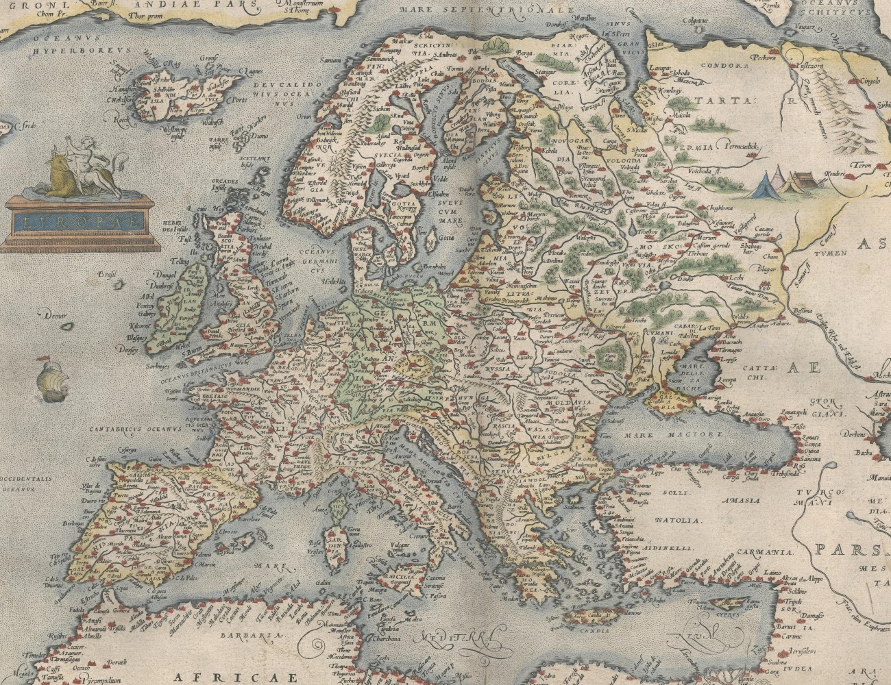 Map of Europe in the 16th century